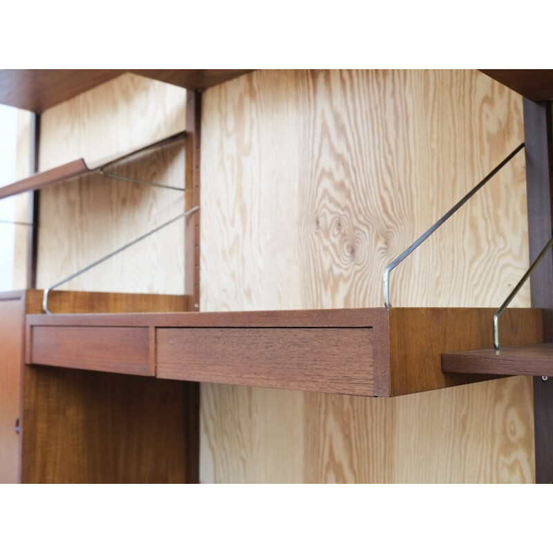 Wall system "Royal" in teak and brass by Poul Cadovius - 1960s