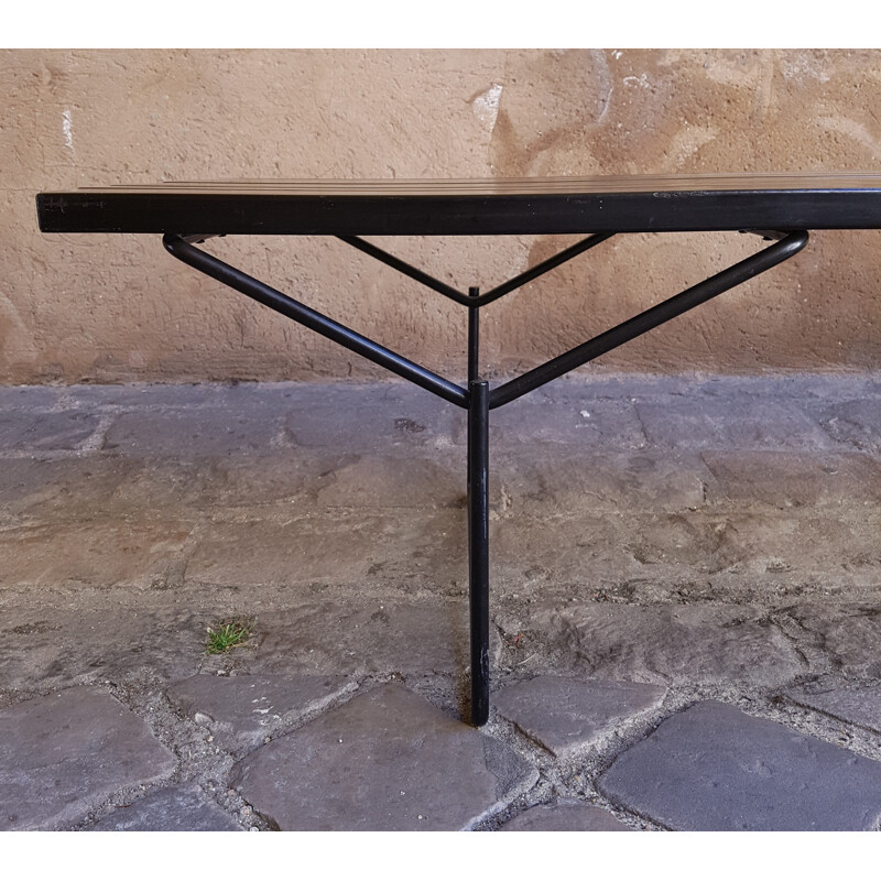 Vintage black bench in metal by Harry Bertoïa for Knoll International - 1970s