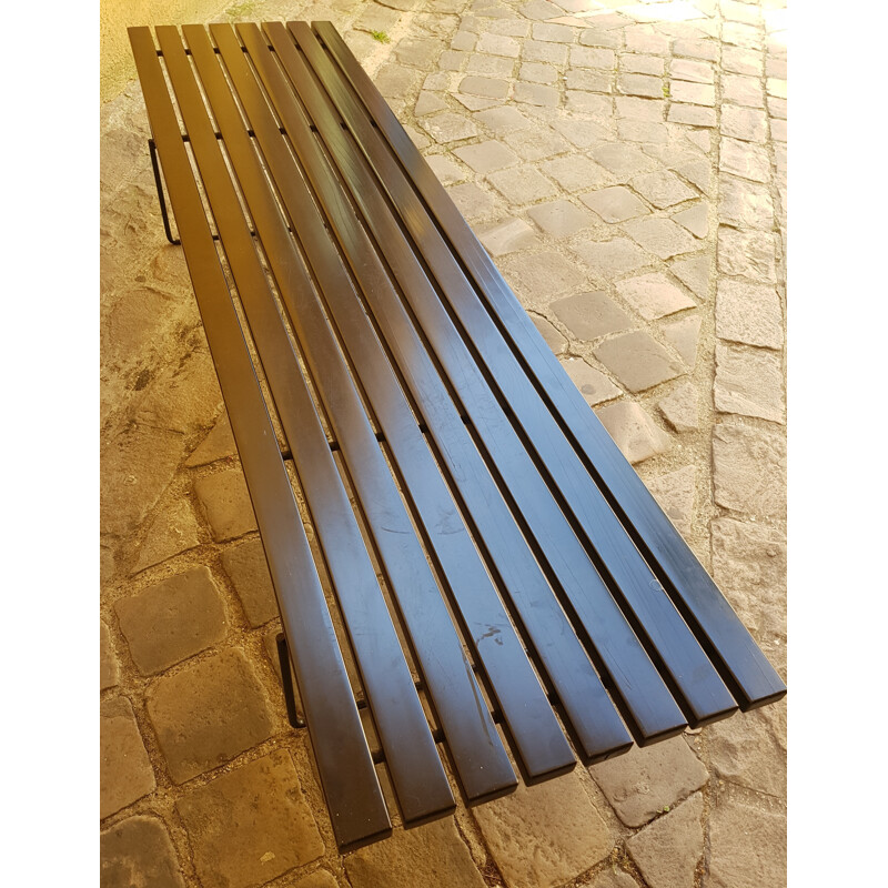 Vintage black bench in metal by Harry Bertoïa for Knoll International - 1970s