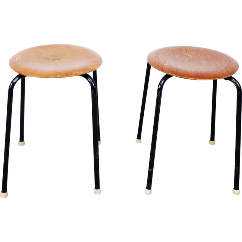 Pair of Scandinavian vintage metal stools, 1960
