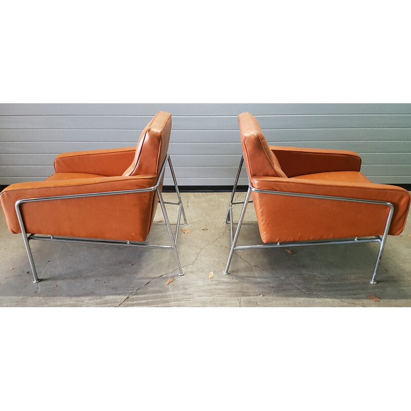 Set of 2 vintage armchairs "3303" in leather by Arne Jacobsen for Fritz Hansen - 1970s