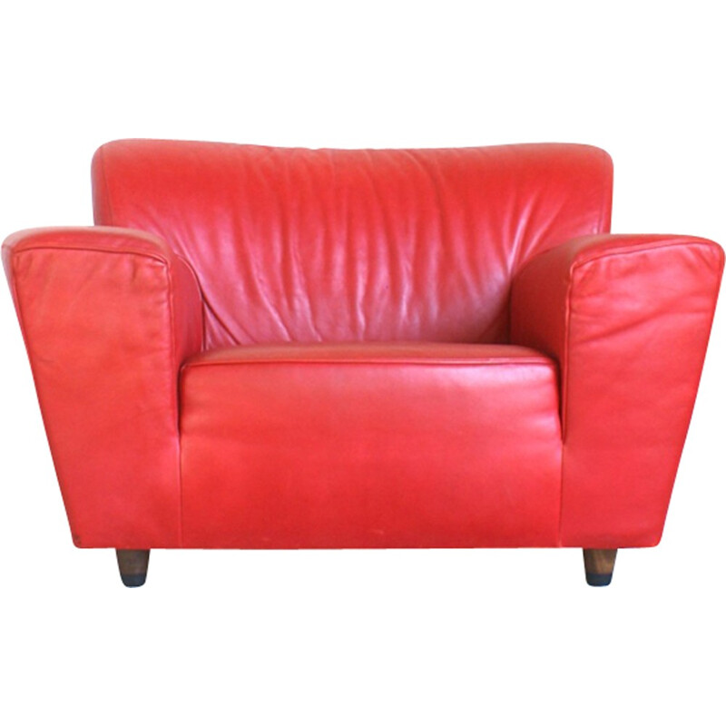 Rare red leather lounge chair from Montis - 1970s