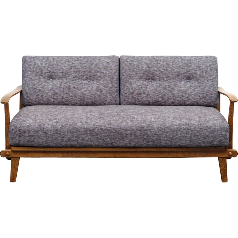 Vintage small stained beech frame daybed sofa - 1950s