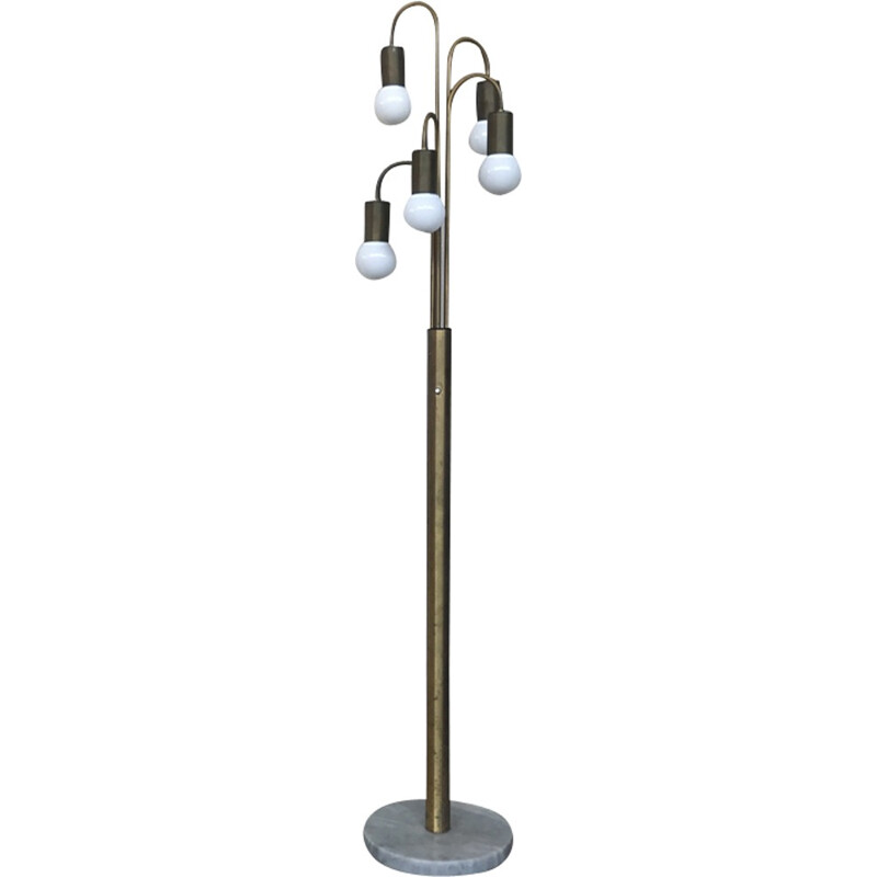 Vintage italian Floor lamp in brass & marble - 1970s