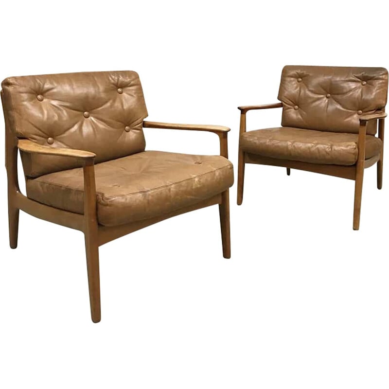 Set of 2 vintage lounge chairs by Eugen Schmidt for Soloform - 1960s