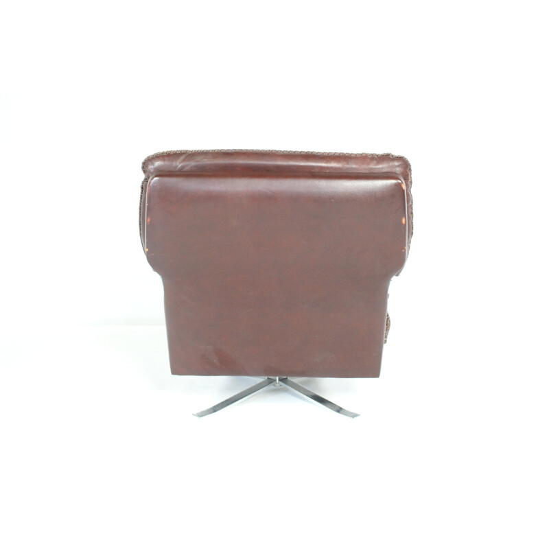 Vintage red and brown leather armchair by Arne Norell for Vatne, 1960