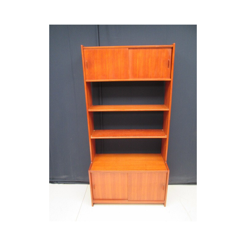 Vintage teak bookcase with 2 storage spaces - 1950s