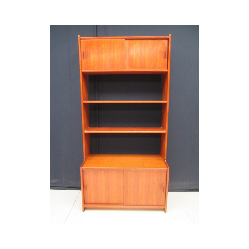 Vintage teak bookcase with 2 storage spaces - 1950s