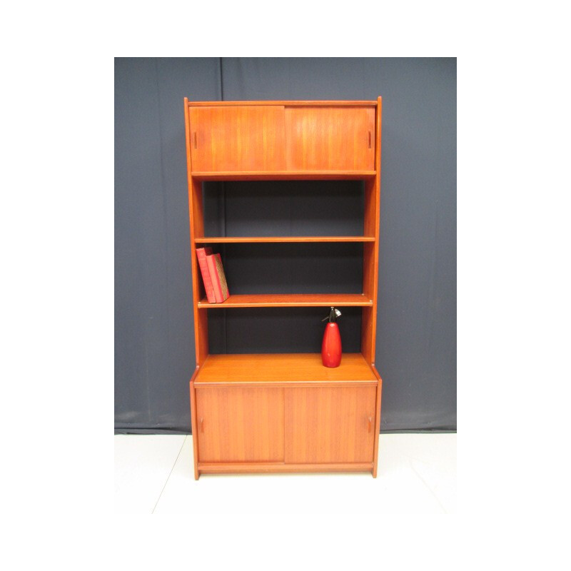 Vintage teak bookcase with 2 storage spaces - 1950s