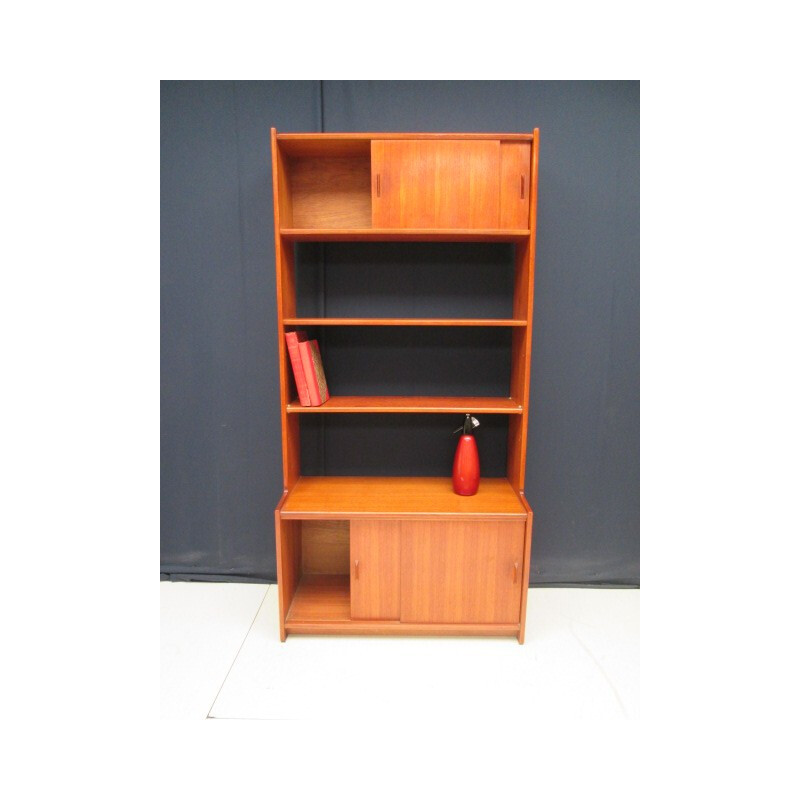 Vintage teak bookcase with 2 storage spaces - 1950s