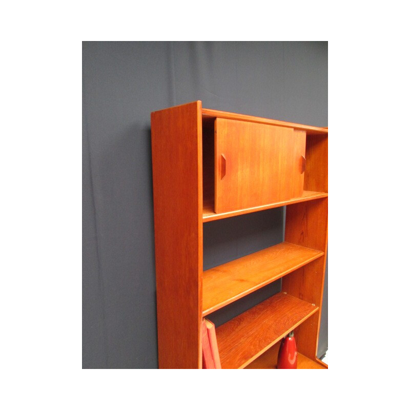 Vintage teak bookcase with 2 storage spaces - 1950s