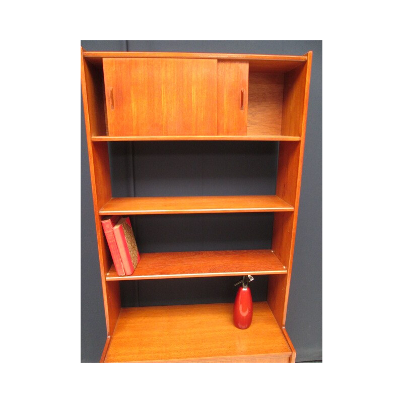 Vintage teak bookcase with 2 storage spaces - 1950s