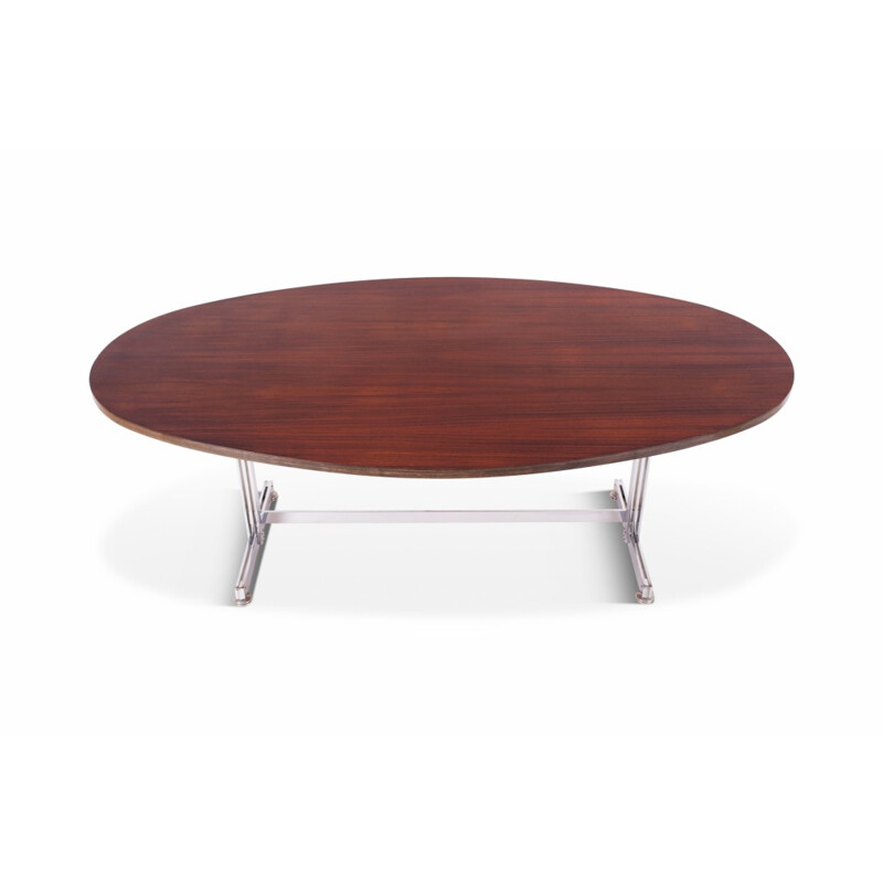 Table à repas vintage ovale par Jules Wabbes pour Mobilier Univesel - 1960