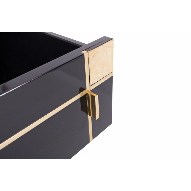 Vintage black lacquer and brass drawer cabinet by Pierre Cardin - 1980s