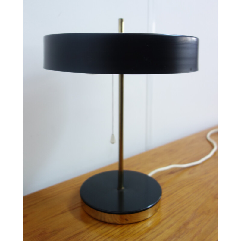 Lampe de bureau vintage en métal noir, Tchécoslovaquie - 1960