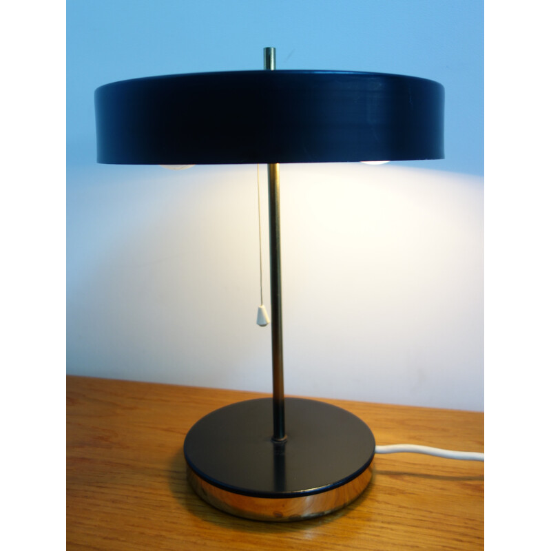 Lampe de bureau vintage en métal noir, Tchécoslovaquie - 1960