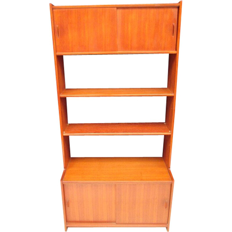 Vintage teak bookcase with 2 storage spaces - 1950s