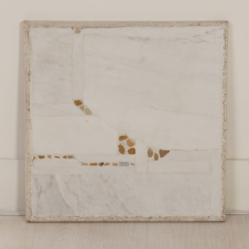 Table basse vintage en marbre blanc par Paul Kingma, 1980