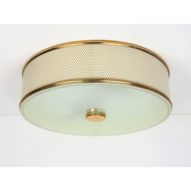 Large French golden ceiling lamp - 1950s