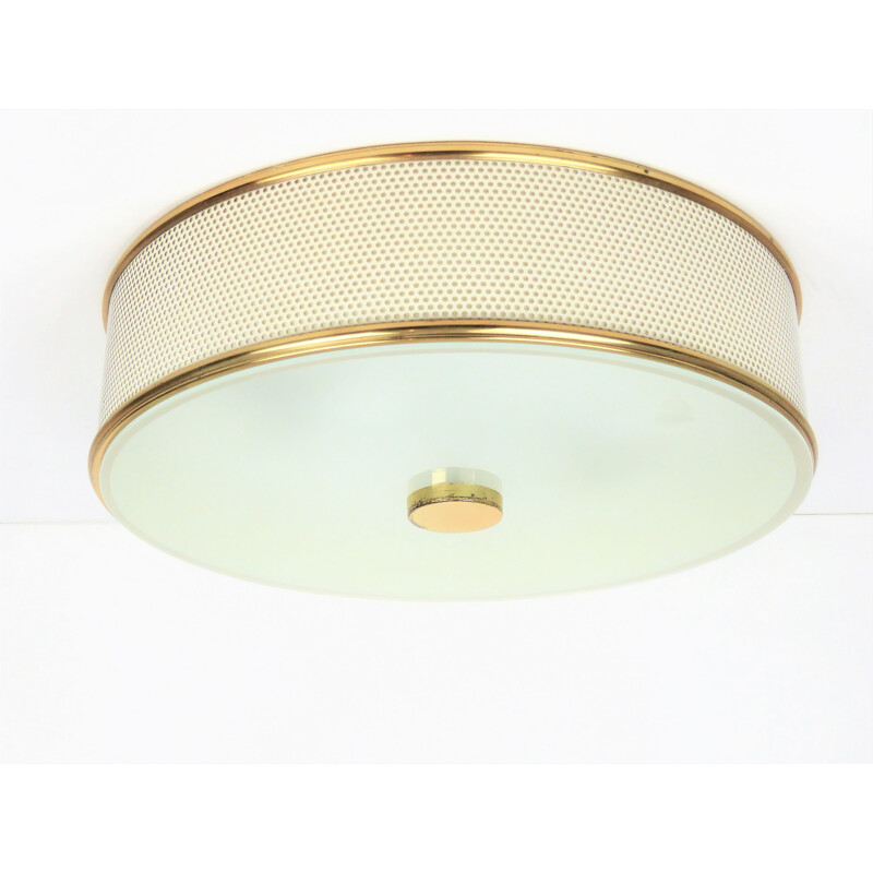 Large French golden ceiling lamp - 1950s