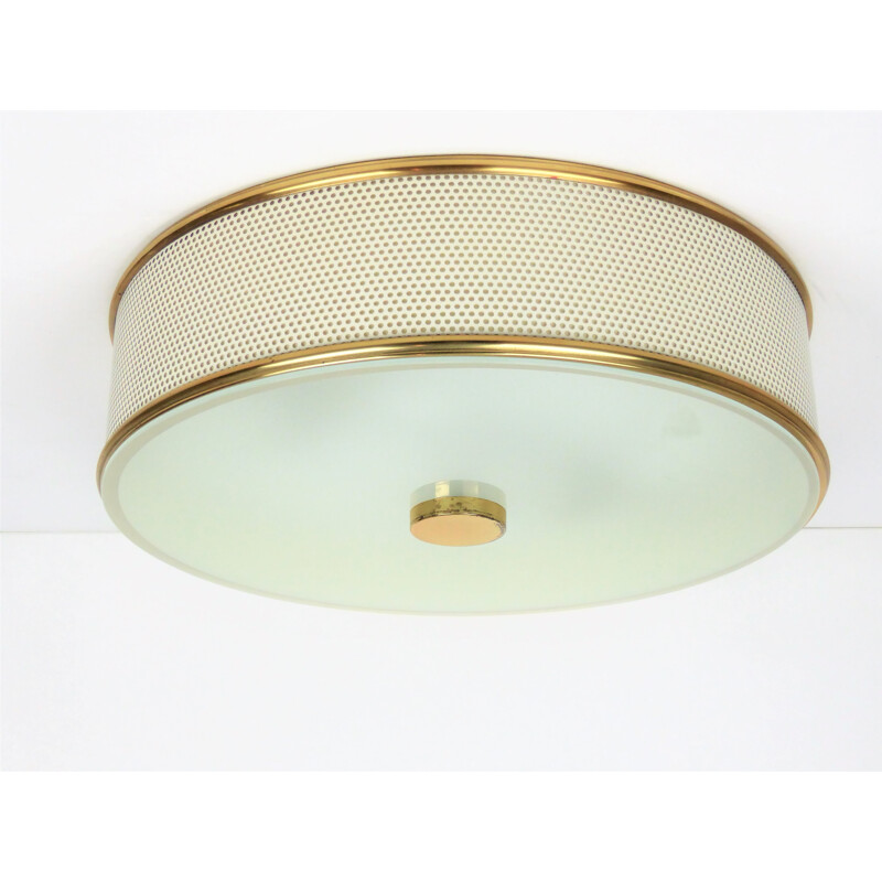 Large French golden ceiling lamp - 1950s