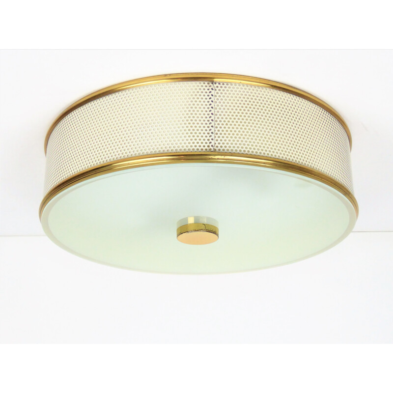 Large French golden ceiling lamp - 1950s