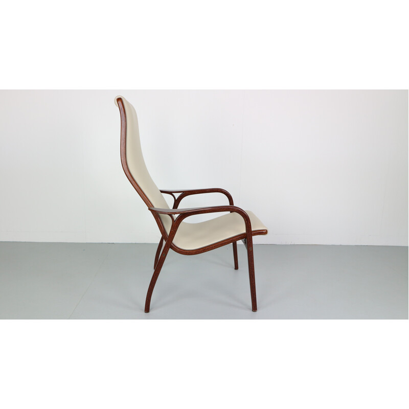 Vintage armchair "Lamino" in leather and wengé by Yngve Ekström for Swedese - 1950s