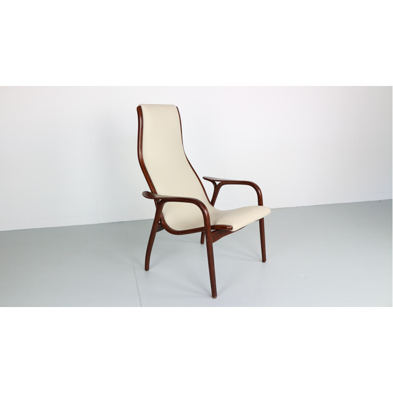Vintage armchair "Lamino" in leather and wengé by Yngve Ekström for Swedese - 1950s