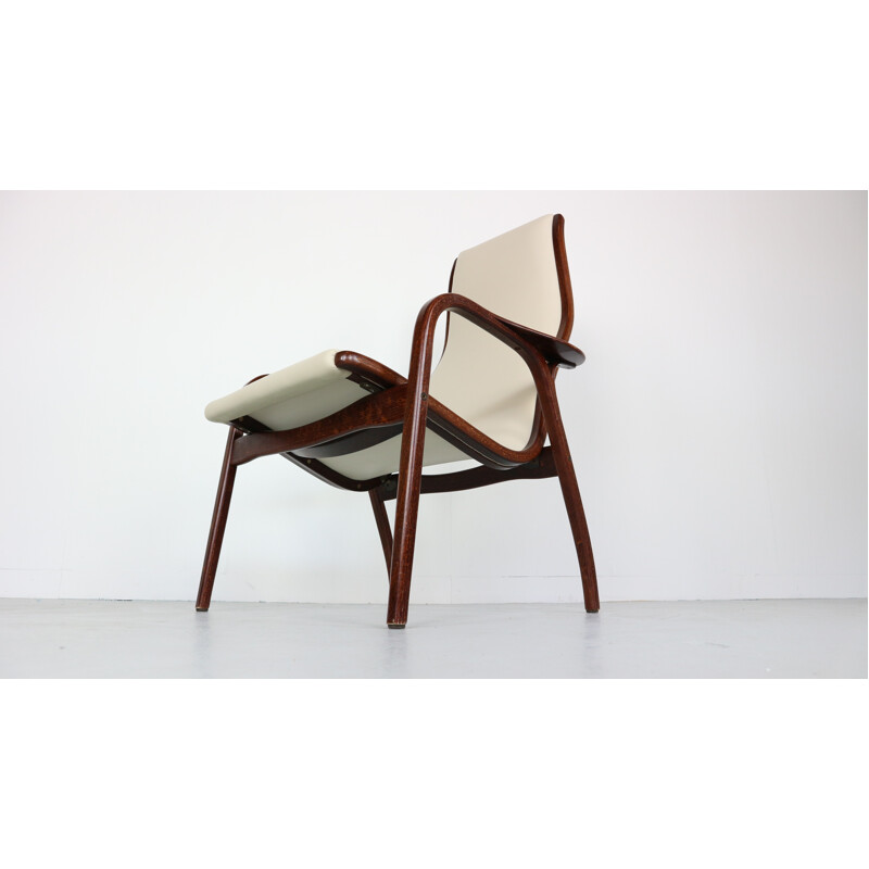 Vintage armchair "Lamino" in leather and wengé by Yngve Ekström for Swedese - 1950s