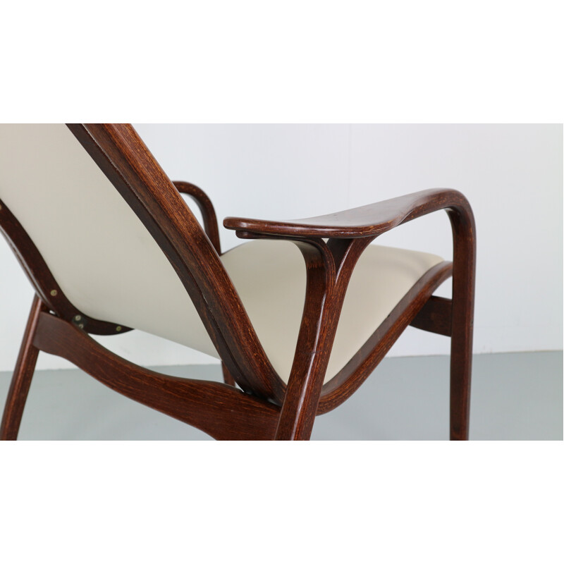 Vintage armchair "Lamino" in leather and wengé by Yngve Ekström for Swedese - 1950s