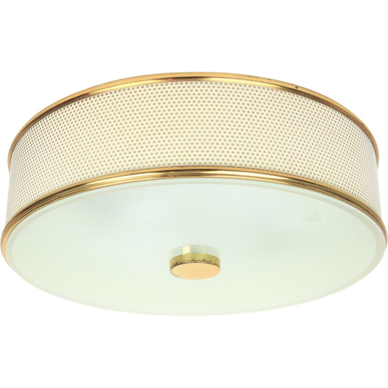 Large French golden ceiling lamp - 1950s