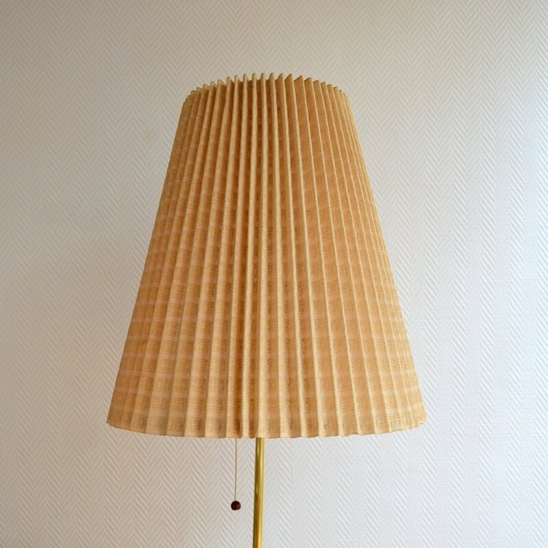 Vintage Scandinavian floor lamp in teak and brass - 1960s