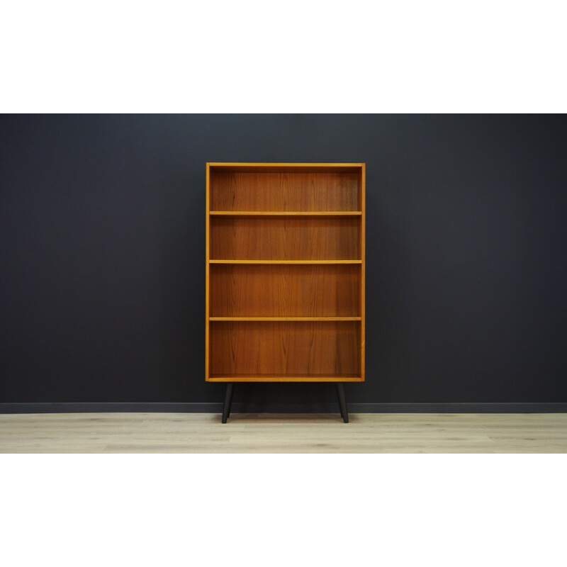 Vintage veneered teak bookcase with 3 shelves - 1960s