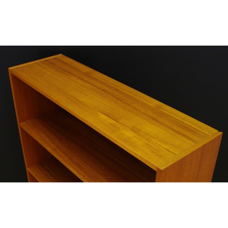 Vintage veneered teak bookcase with 3 shelves - 1960s