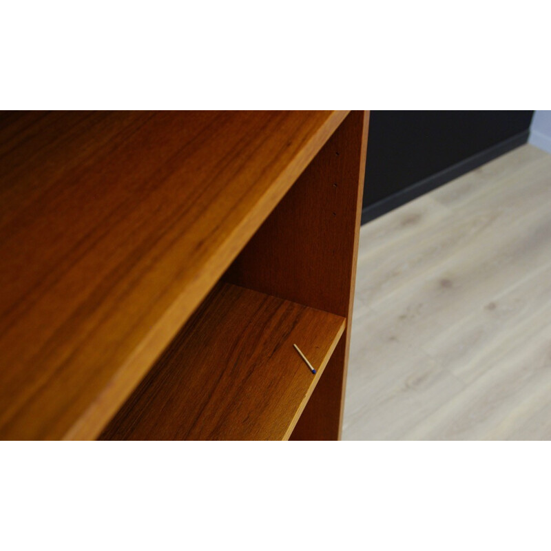 Vintage veneered teak bookcase with 3 shelves - 1960s