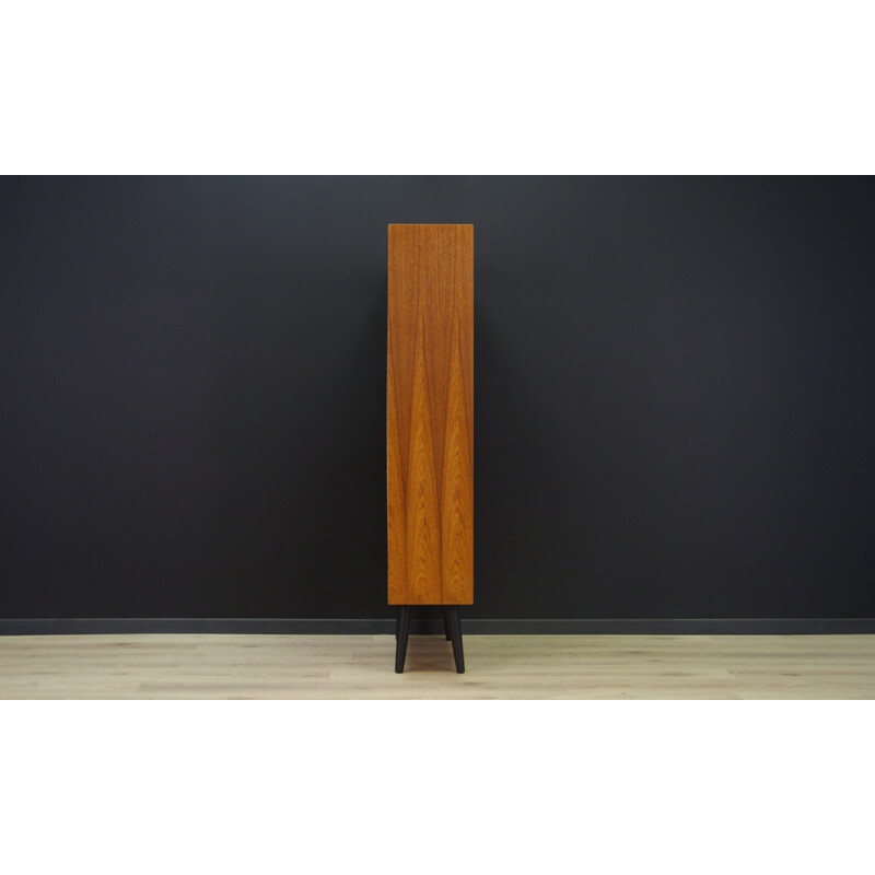 Vintage veneered teak bookcase with 3 shelves - 1960s