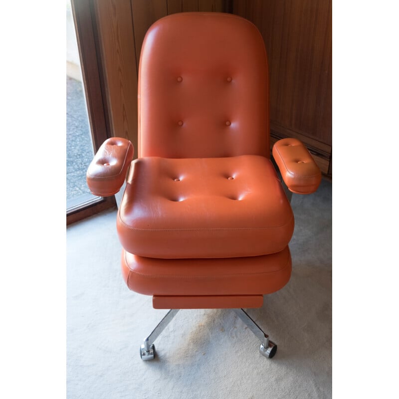 Chaise longue extensible orange vintage, Allemagne  - 1970