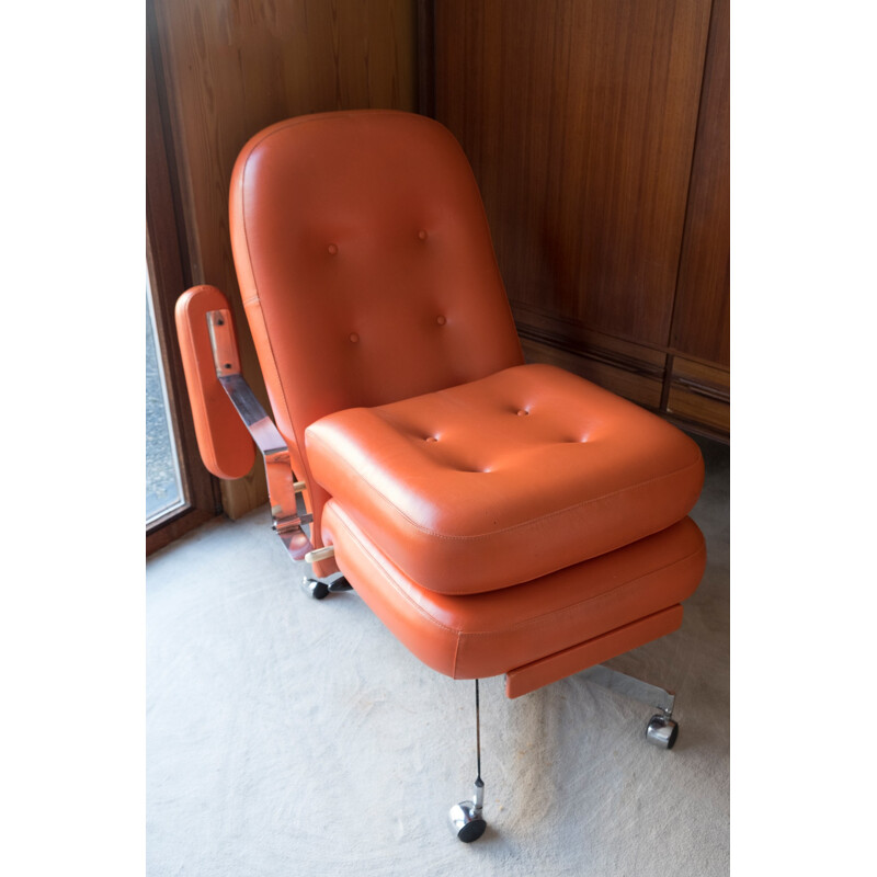 Vintage extendable blood collection chair on castors, Germany - 1970s