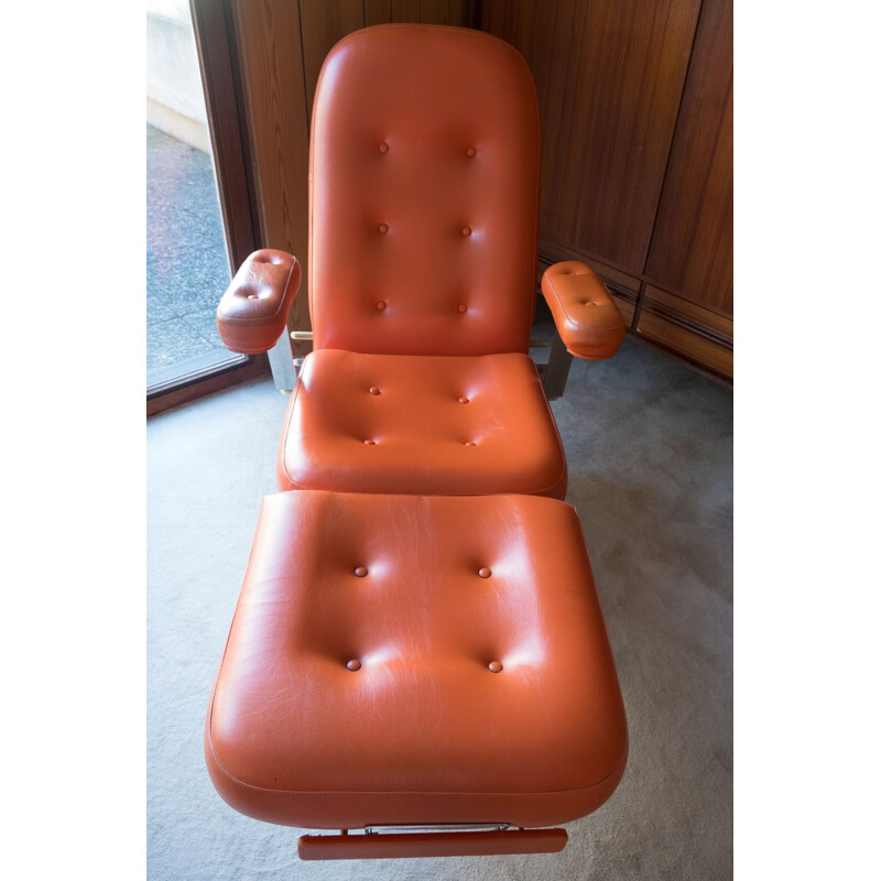 Vintage extendable blood collection chair on castors, Germany - 1970s