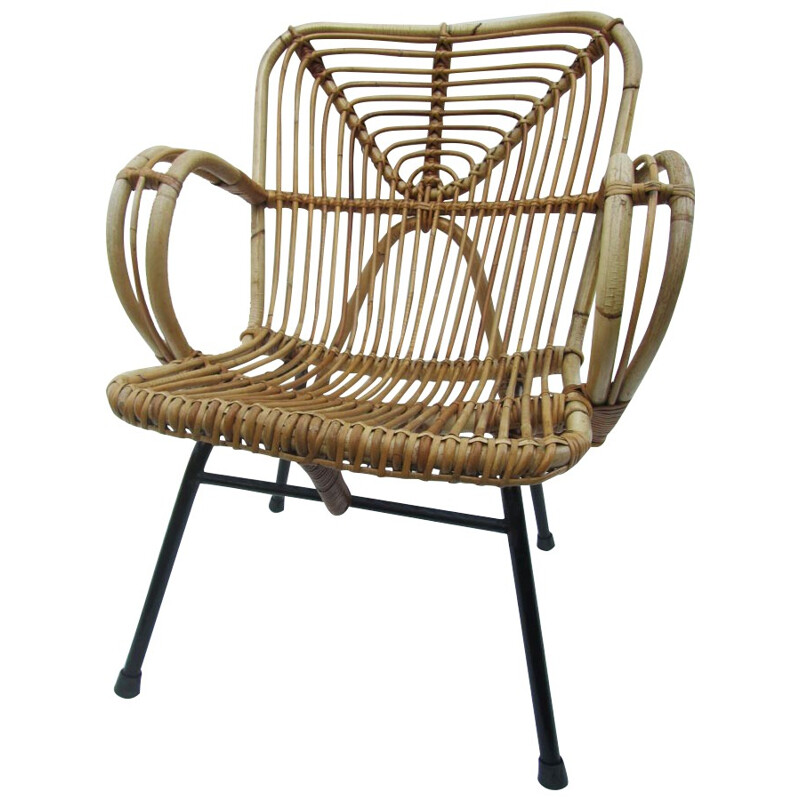 Lounge chair in rattan, Dirk van SLIEDREGT - 1960s