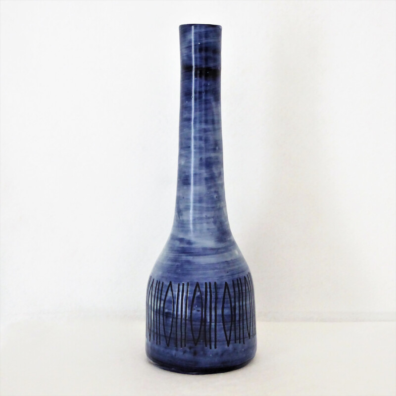 Large blue vase by Jacques Pouchain - 1950s