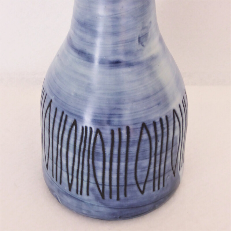 Large blue vase by Jacques Pouchain - 1950s
