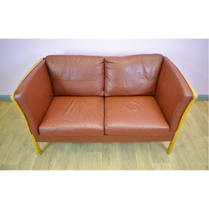 Vintage Danish sofa in brown leather - 1980s