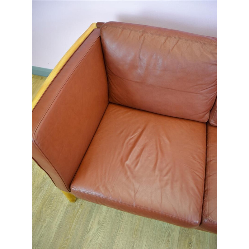 Vintage Danish sofa in brown leather - 1980s