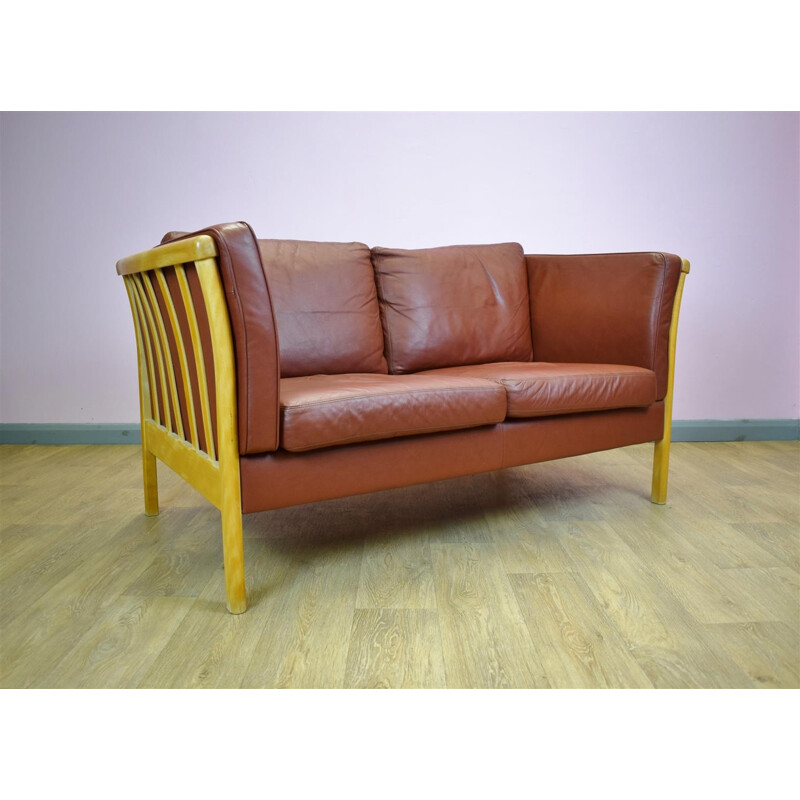 Vintage Danish sofa in brown leather - 1980s