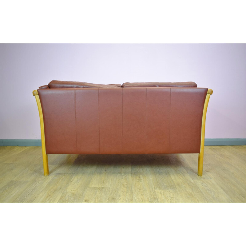 Vintage Danish sofa in brown leather - 1980s