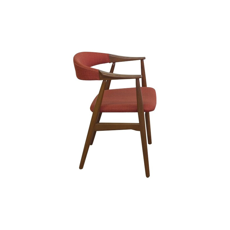 Scandinavian chair in teak and red fabric - 1960s