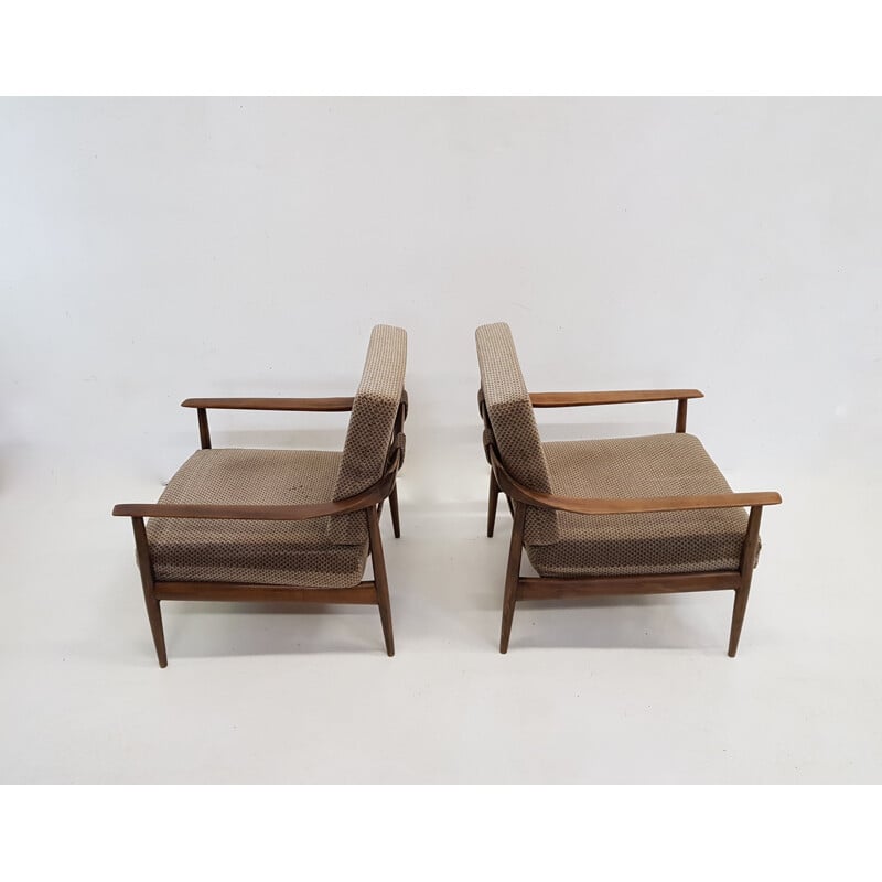 Set of 2 scandinavian teak armchairs by Knoll Antimott - 1960s