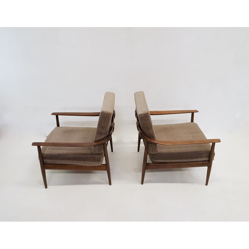 Suite de 2 fauteuils scandinave en teck par Knoll Antimott - 1960