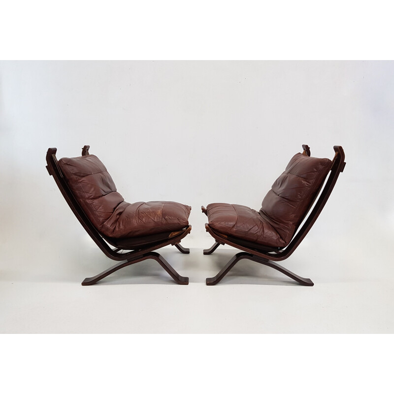 Set of 2 Scandinavian armchairs in leather for Bramin - 1960s